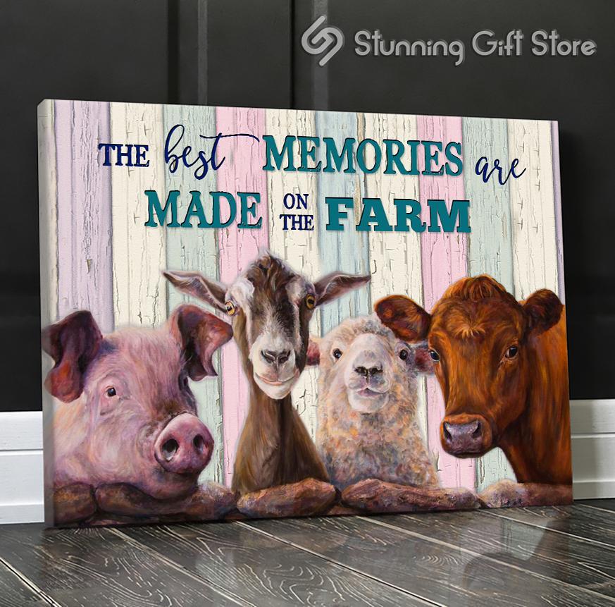 Stunning Gift Farmhouse Barn Farm Animal Canvas The Best Memories Are Made On The Farm Wall Art