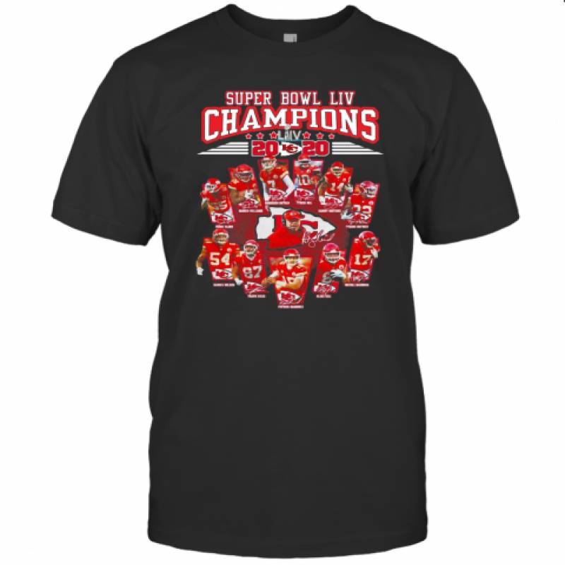 Super Bowl LIV Champions 2020 Kansas City Chiefs Signatures T-Shirt