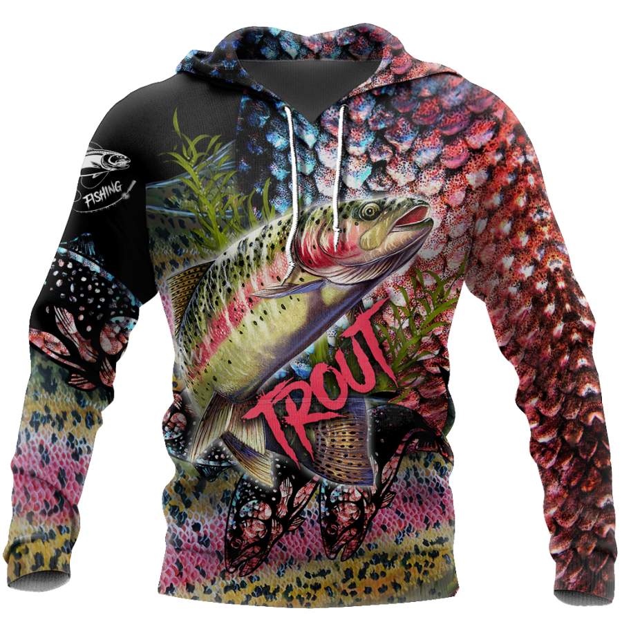 Trout Fishing on skin 3D all over shirts for men and women TR071201