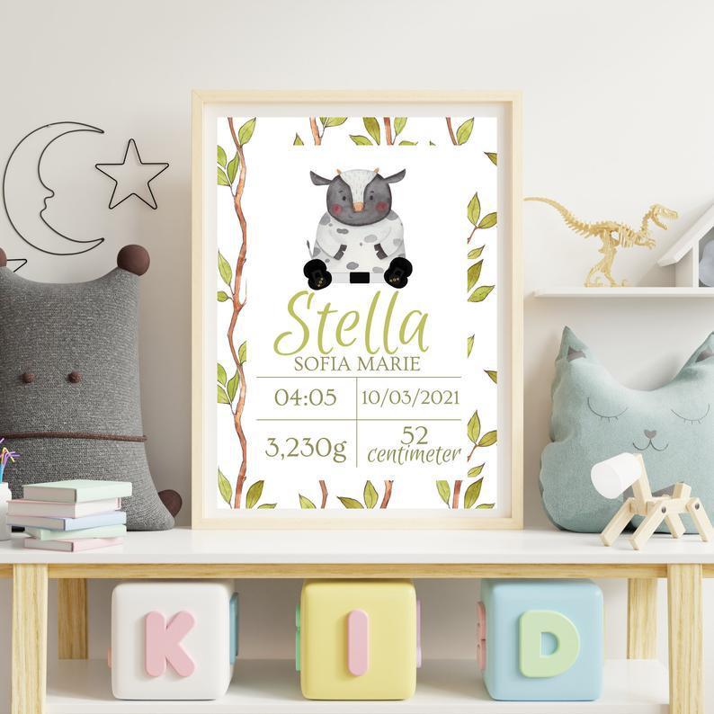 Birth Poster Clubfoot Cow With Boots And Bar F Delsetavla Doptavla Peva Ko Med Ponseti Skena Digital Print