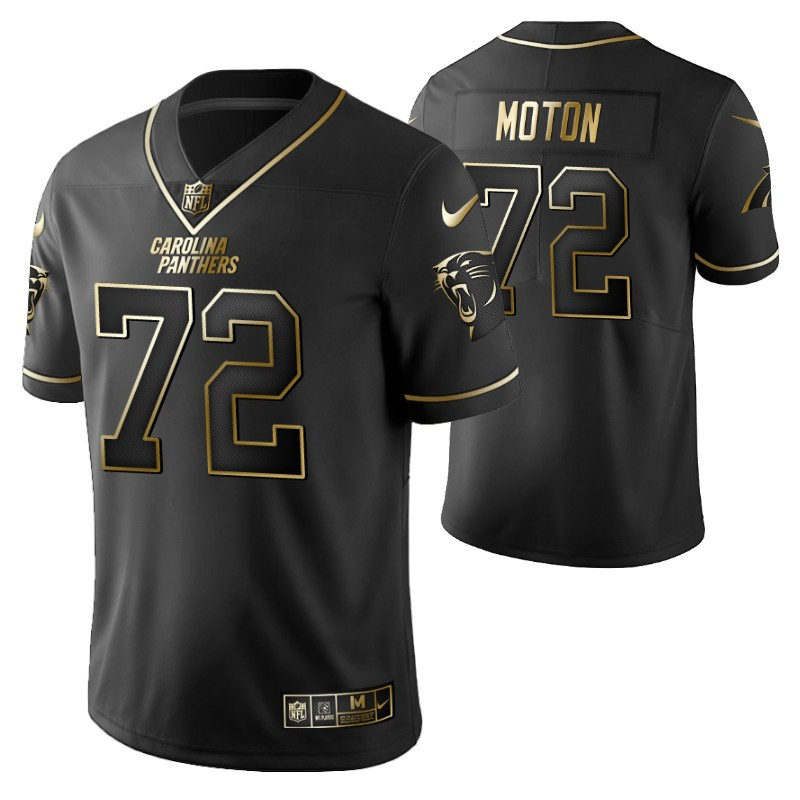 Carolina Panthers Taylor Moton 72 2021 NFL Golden Brandedition Black Jersey Gift For Panthers Fans