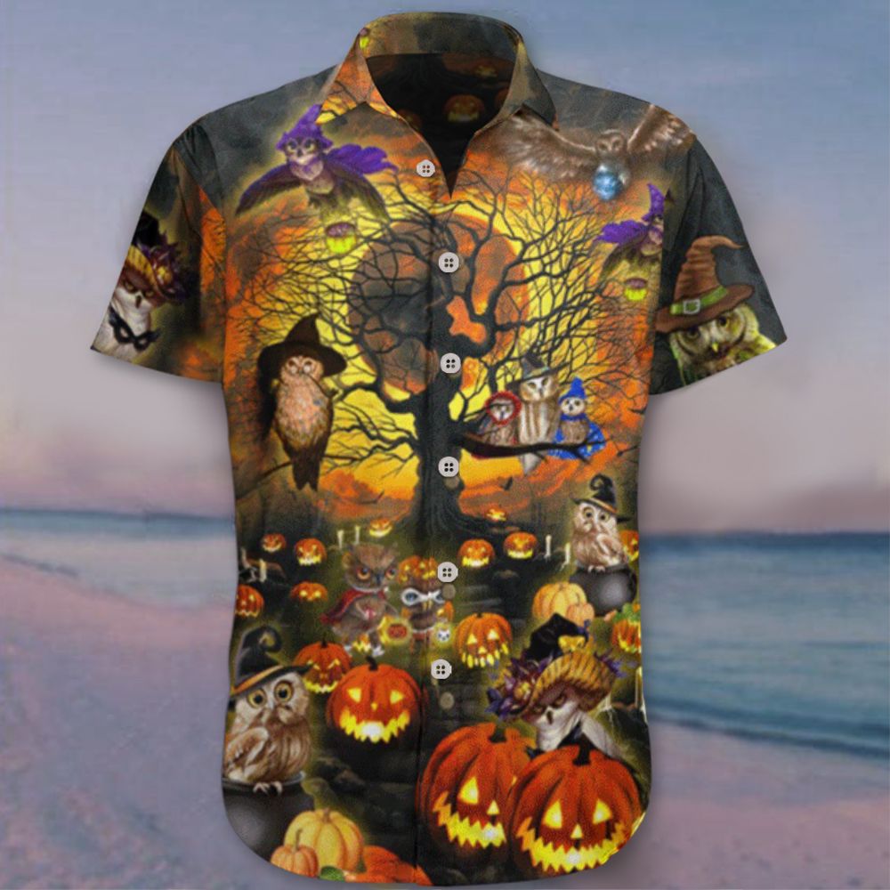 Owl Halloween Hawaii Shirt Cute Graphic Tee Themed Mens Ha12387