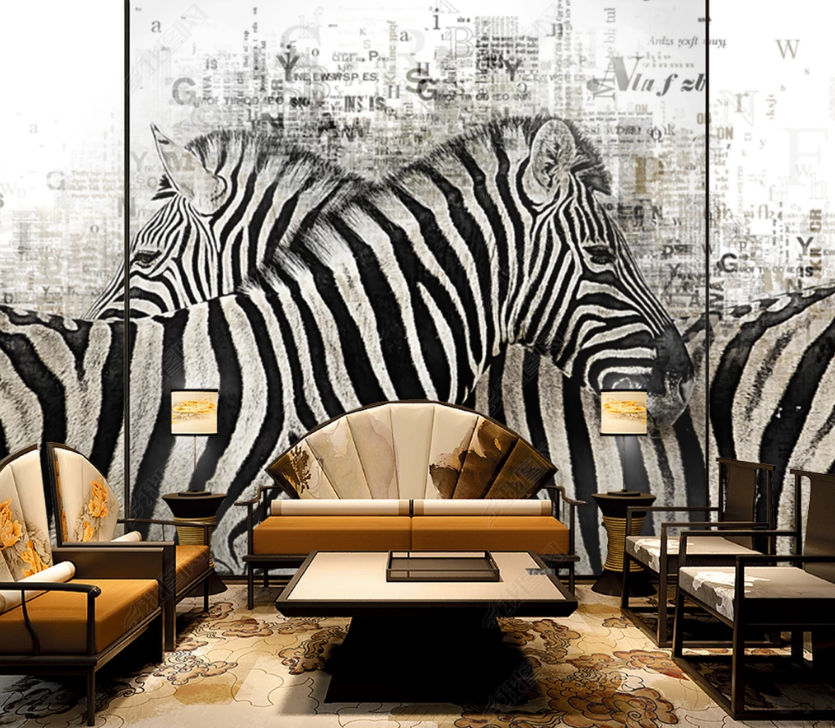 3D Watercolor Animal Zebra Wall Mural Wallpaper Lqh 134