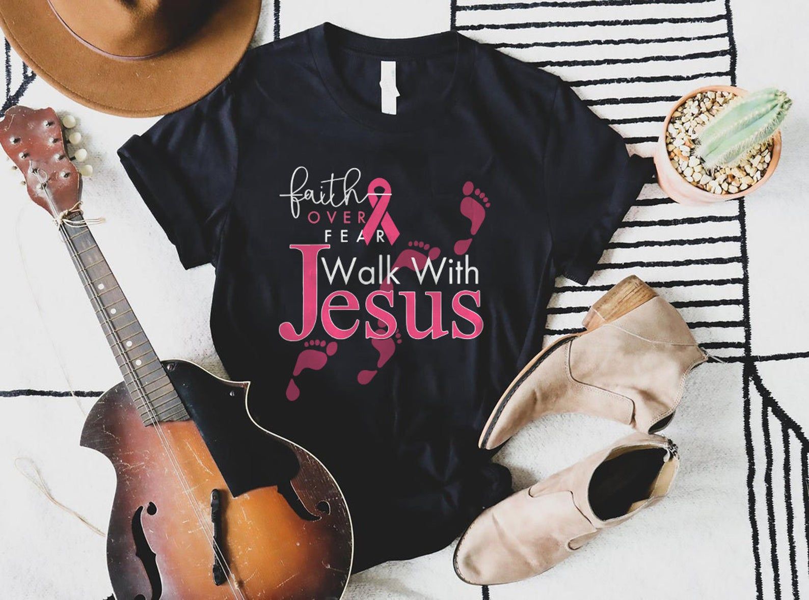 Faith Over R Walk With Jesus Shirt Breast Cancer Shirtcancer Survivor Shirt Breast Cancer Shirt Faith Breast Cancer Shirtjesus Shirt