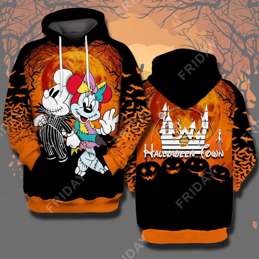 TNBC Mouse Couple Halloween Town All Over Print Hoodie T-shirt