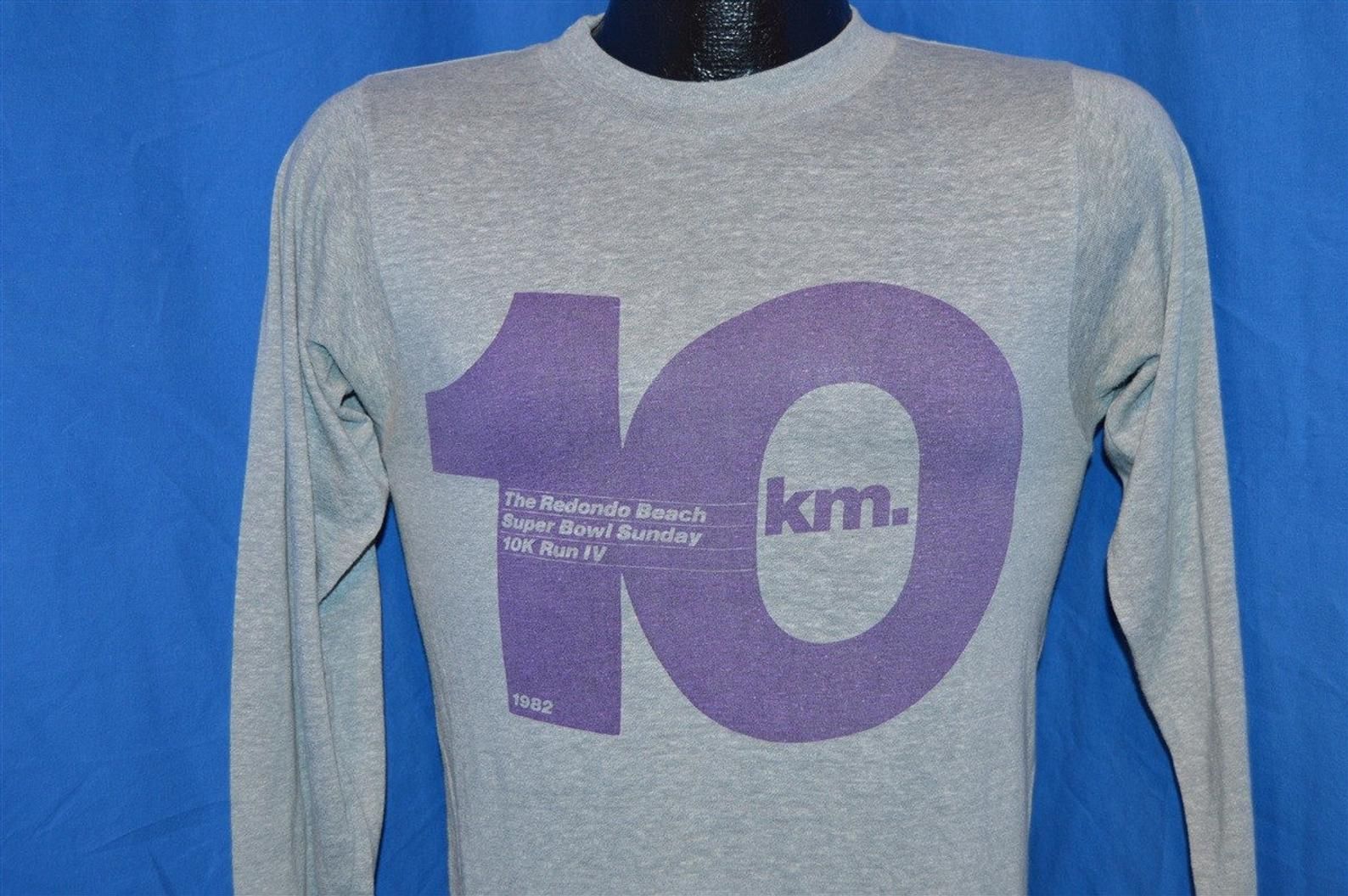 80S Redondo Beach Super Bowl Sunday 1982 Run 10K Heather Gray Vintage T-Shirt
