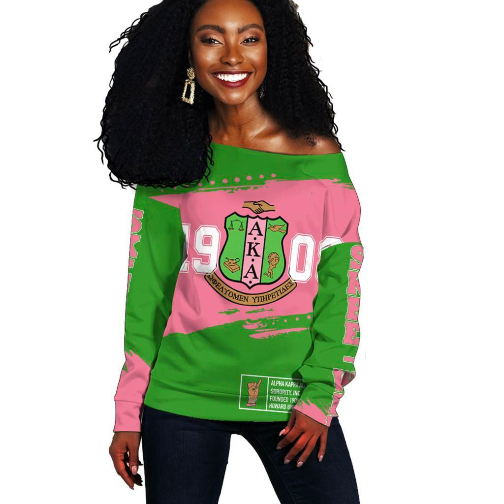 Wonder Print Sweatshirt – Alpha Kappa Alpha University Women Off Shoulder