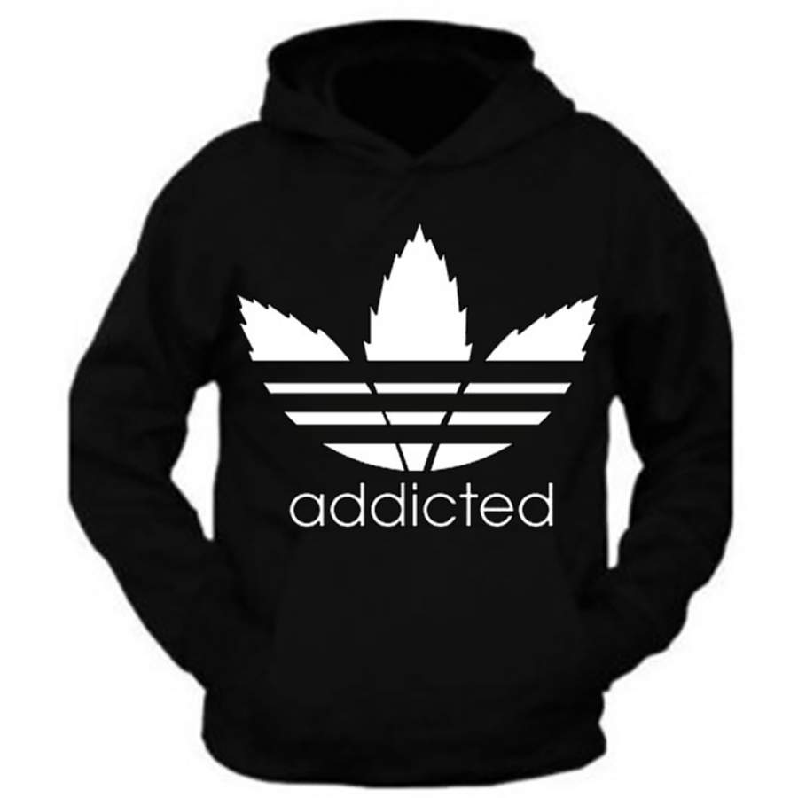 Addicted Tee Hoodie Sweatshirt Weed Blunt Kush Dope Swag Marijuana Shirt Flag Front  S – 5XL Black