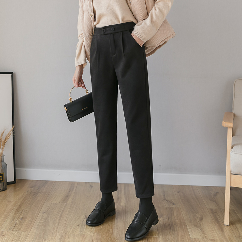 Yitimoky Elegant Woolen Suit Pants Women Thicken Harajuku Korean New Pants Office Lady Casual Trousers Women Autumn Winter 2022 alx