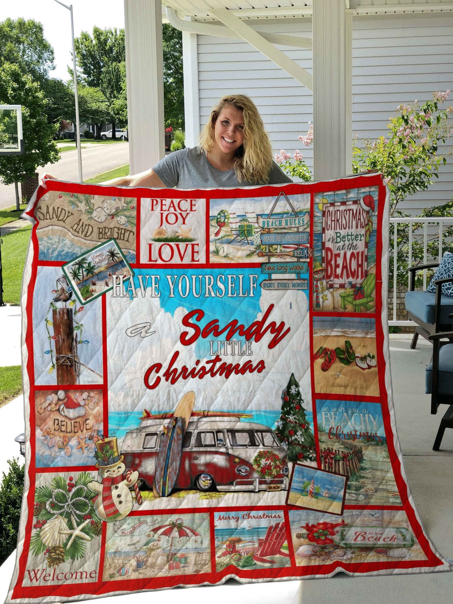 Sandy And Bright Christmas At The Beach Quilt Blanket ABC07111079