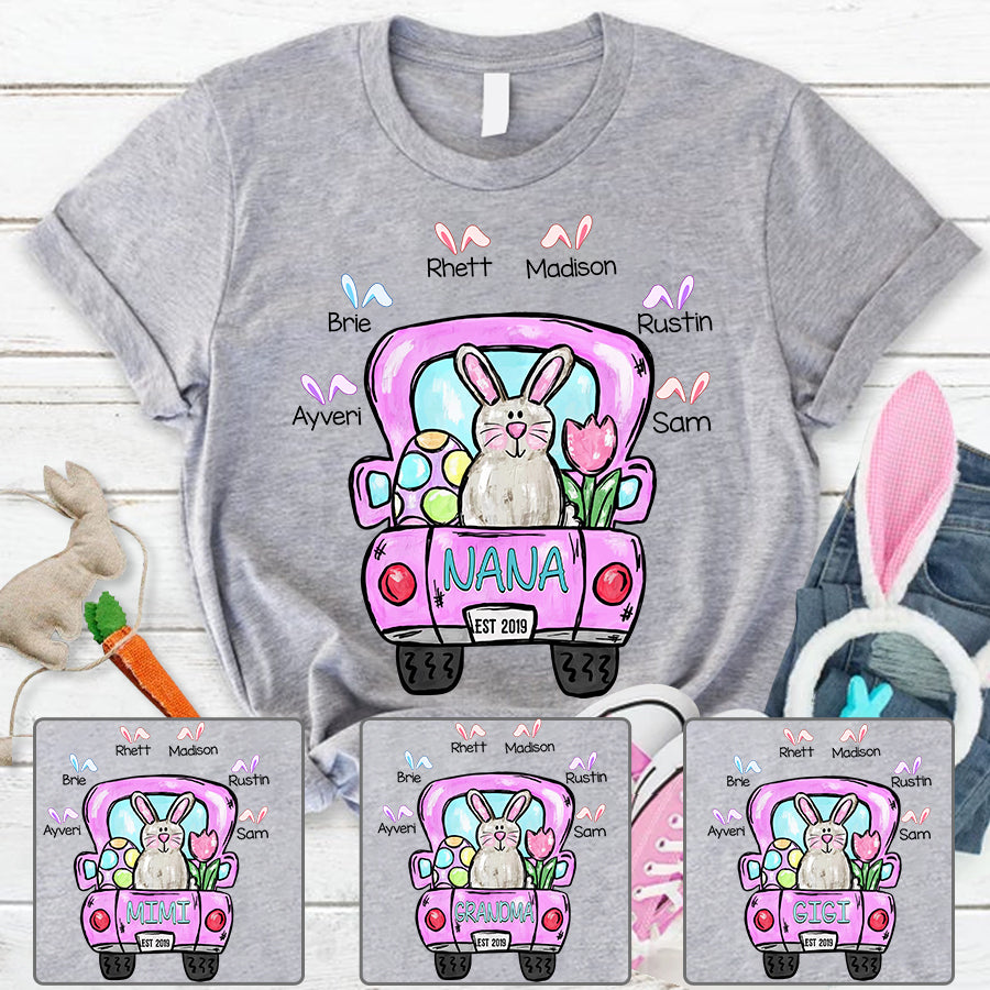 Nana Est Grandkids Bunny Cute Easter T-Shirt