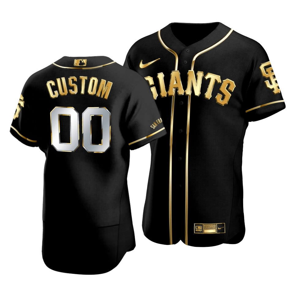 Men’S San Francisco Giants Custom #00 Golden Edition Black  Jersey