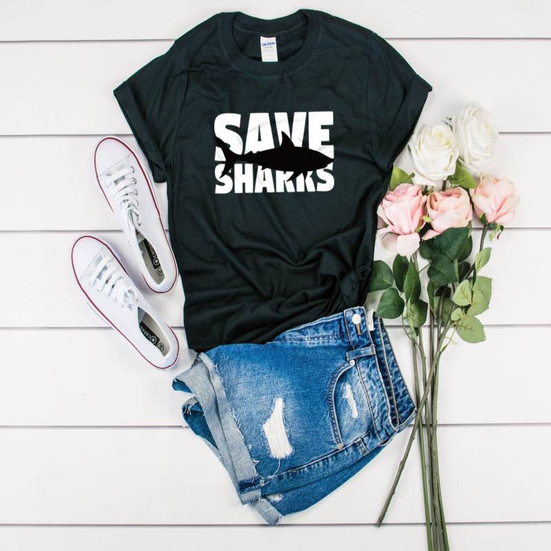 Crushtee Save Sharks Shirt Shark T Shirt Shark Shirt Girl Shark Tank Top Shark Shirt Women I Love Sharks Shark Gift Women Shark Apparel Long Sleeve Hoodie