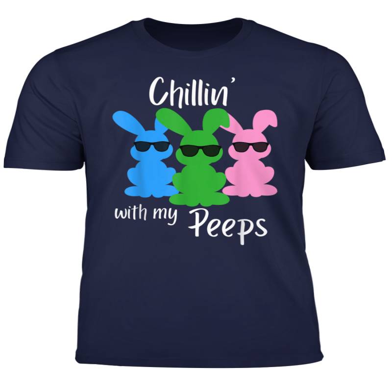 Boys Girls Chillin With My Peeps Funny Easter Bunny T Shirt