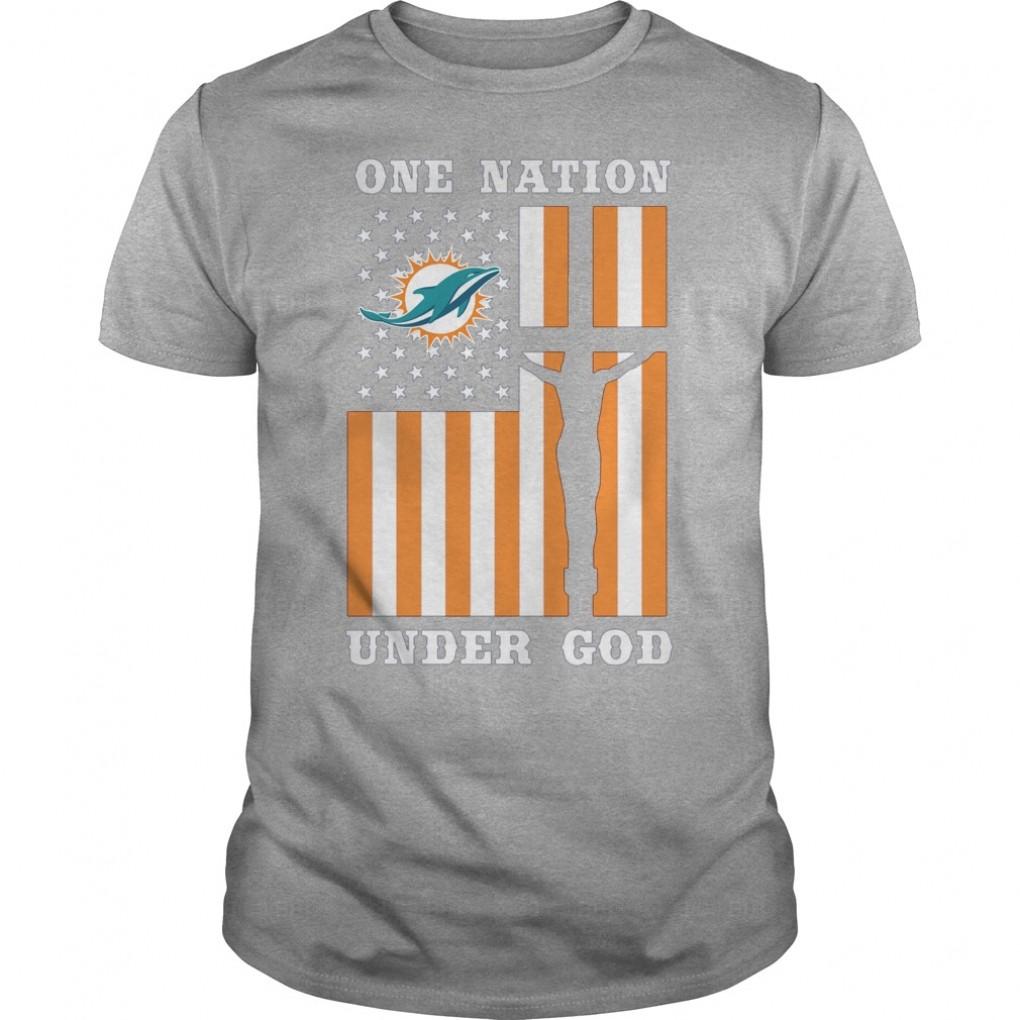 DOLPHINS One Nation Under God Hoodies Guys Tee 948485631