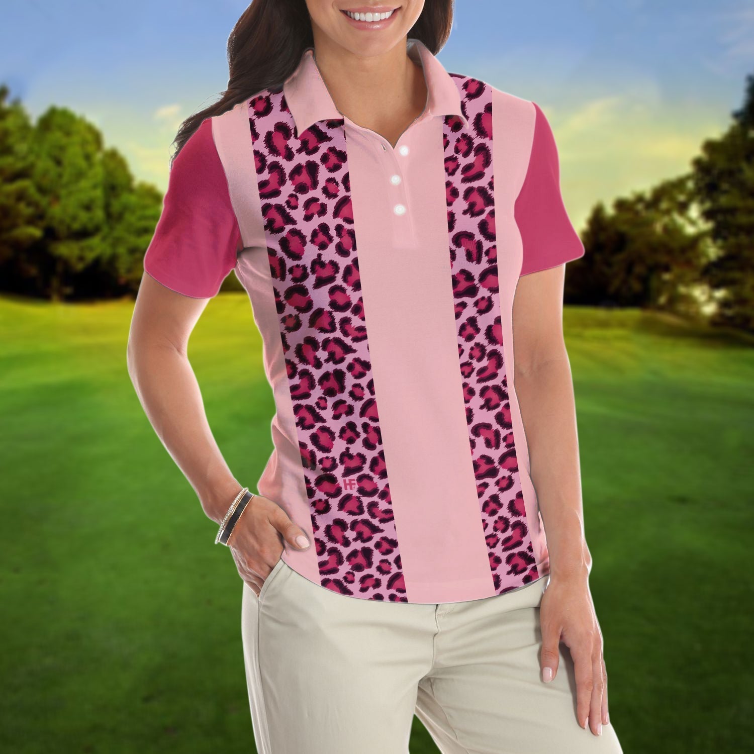 Queen Of The Golf Course Short Sleeve Women Polo Shirt, Leopard Pattern Golf Polo Shirt, Gift For Female Golfers Coolspod