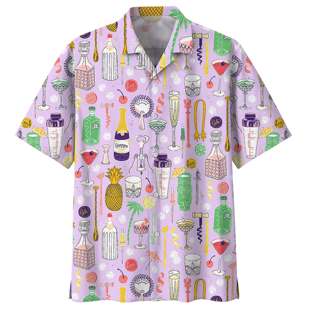 Cocktail Purple High Quality Unisex Hawaii Shirt For Men And Women Ha111303