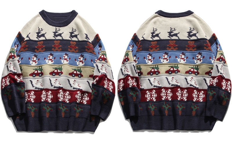 Ugly Christmas Elk Snowman Santa Jumpers Sweaters Casual Knitted Pullover Men and Women Crewneck Sweater Tops Couple Knitwear alx