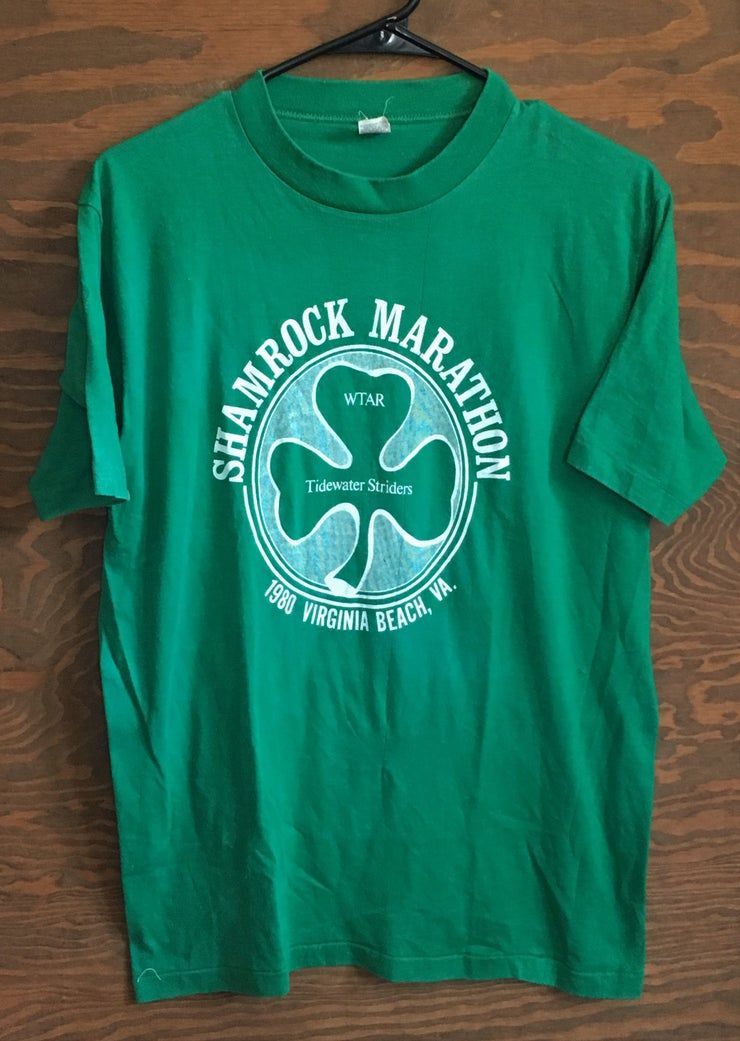 Vintage Irlande Irlandais Shamrock Marathon Virginia Beach Va 1988 Vert Shirt