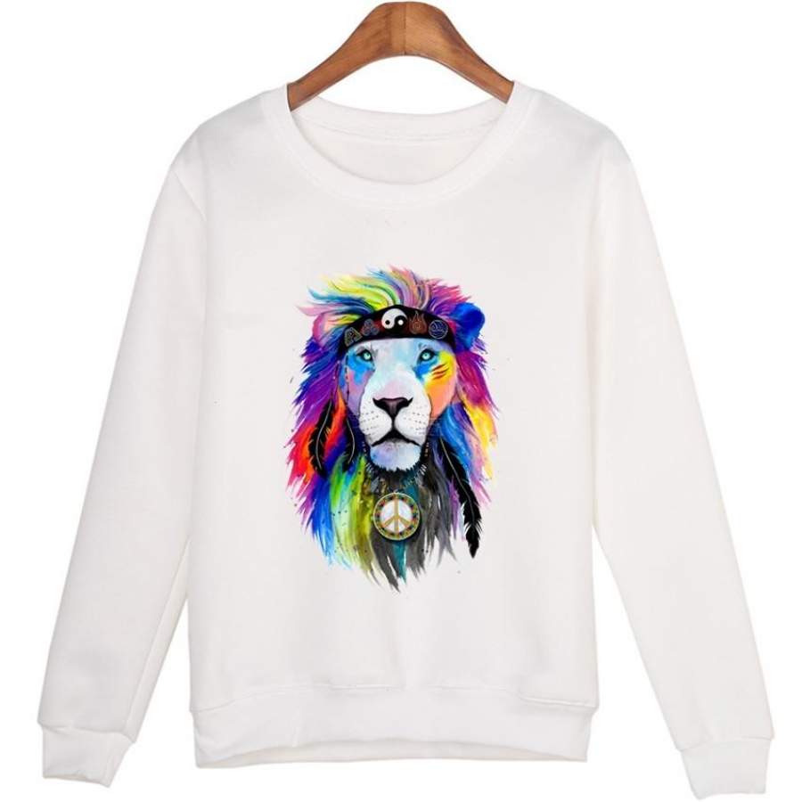 2016 new high-end women’s fashion simple  lion printing long-sleeved sweatshirt