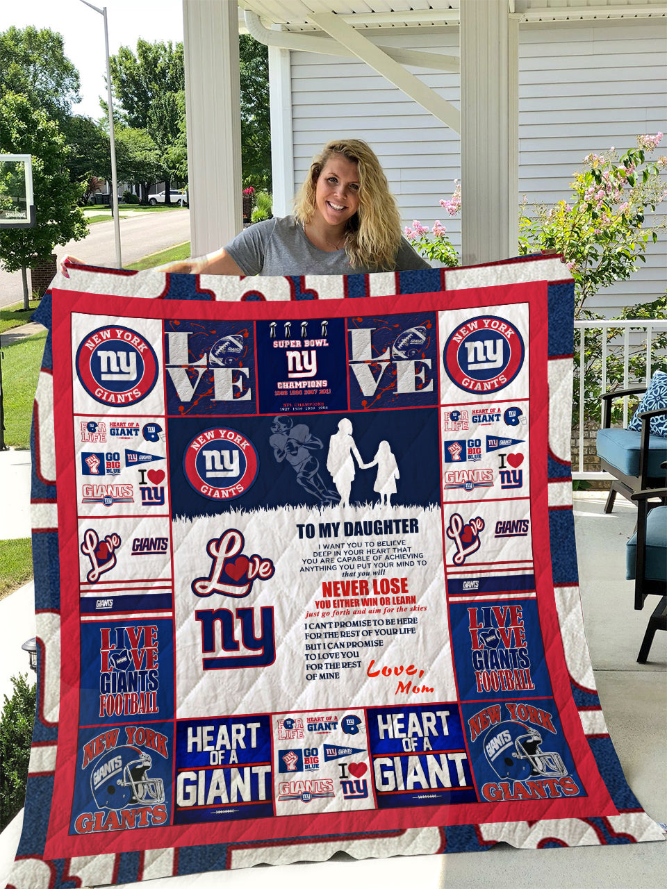 New York Giants – To My Daughter – Love Mom Quilt