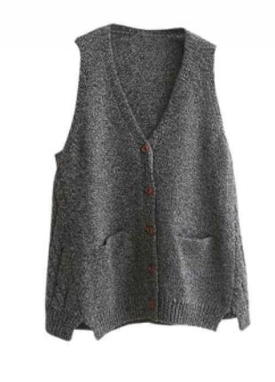 Sweater Vests Women Loose Pockets Casual Solid Elegant Simple Korean Style Daily Soft Design Retro Chic Female Свитер Женский alx