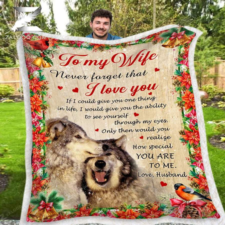 Zalooo – Fleece Blanket – WOLF – To my Wife – How special you are to me