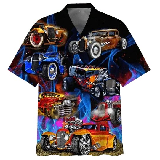 Hot Rod Hawaii Shirt Galaxy Blue Black Aloha Ha94693