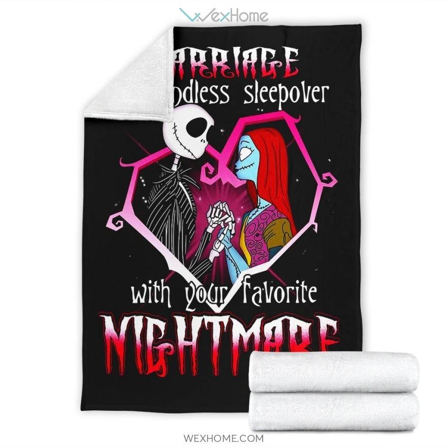 Marriage An Endless Sleepover With Your Favorite Nightmare Jack Skellington And Sally Premium Blanket