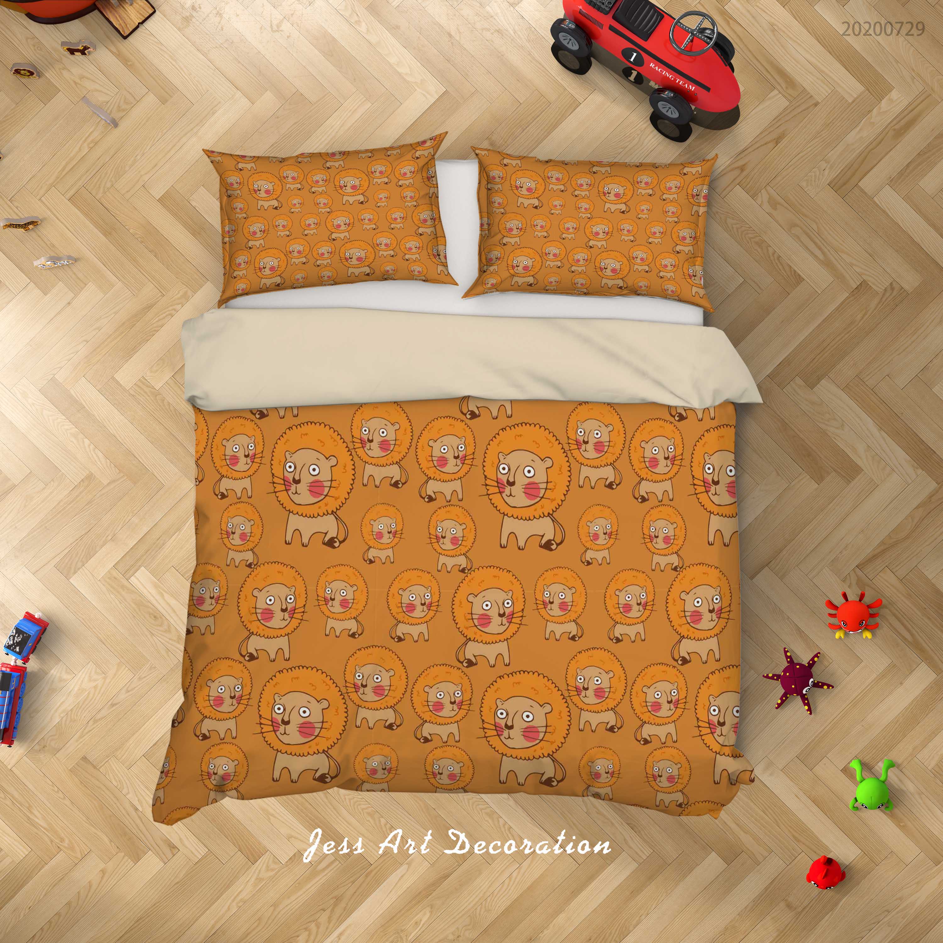 3D Cartoon Orange Lion Quilt Cover Set Bedding Set Duvet Cover Pillowcases Lxl 131