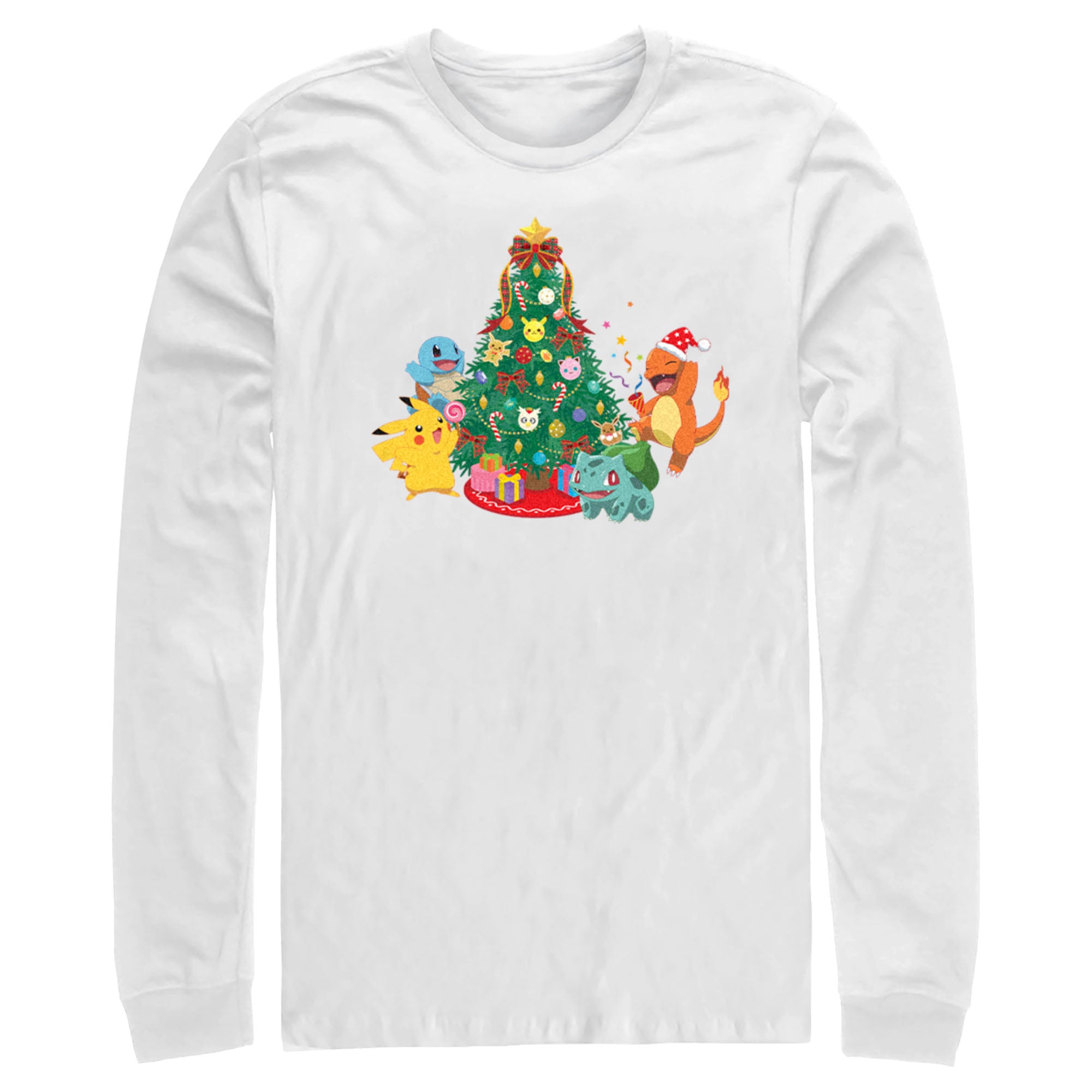 Men’S Pokemon Christmas Tree Characters Long Sleeve Shirt