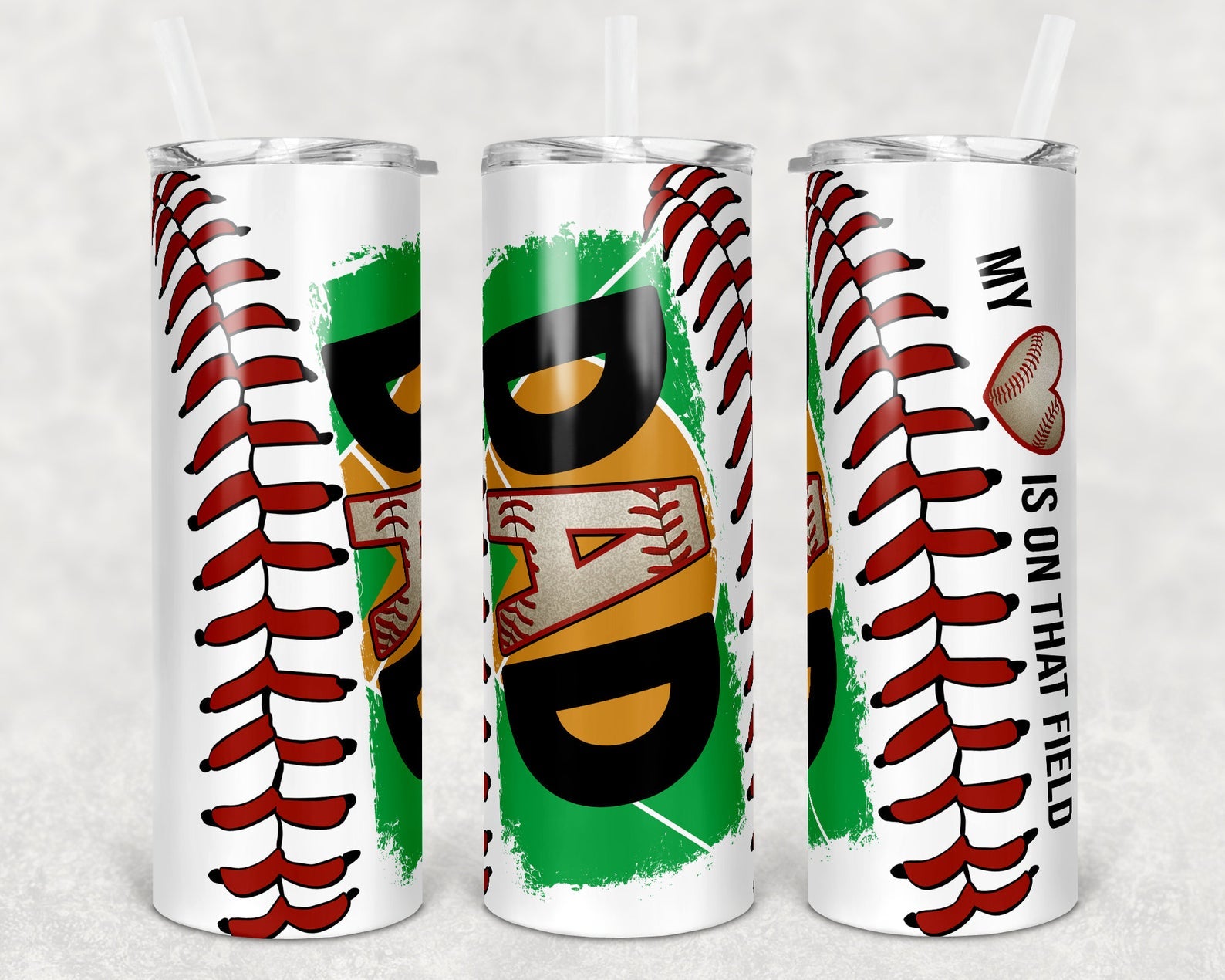 Baseball Dad Gift Heart On Field Laces 20Oz Skinny Tumbler