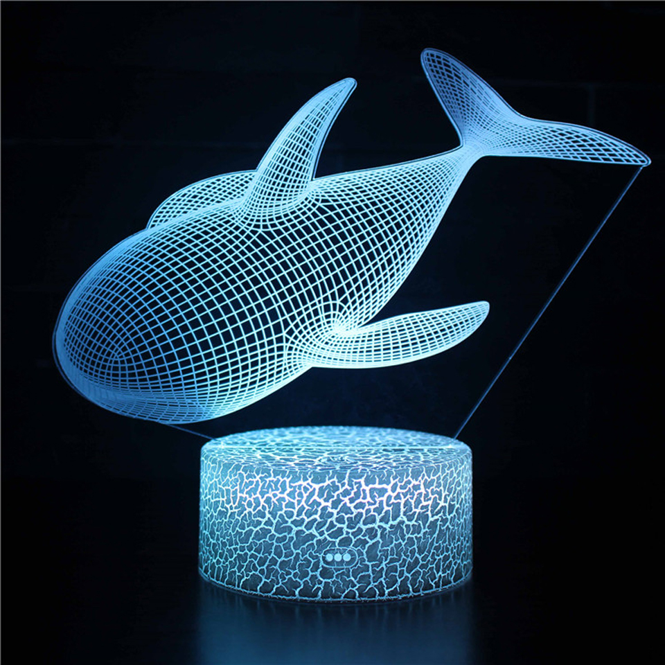 3D Touch LED Night Light Dolphin Whale Desk Lamp For Kids Room Decor USB Powered Remote Control Color Changing Nightlights Gift alx