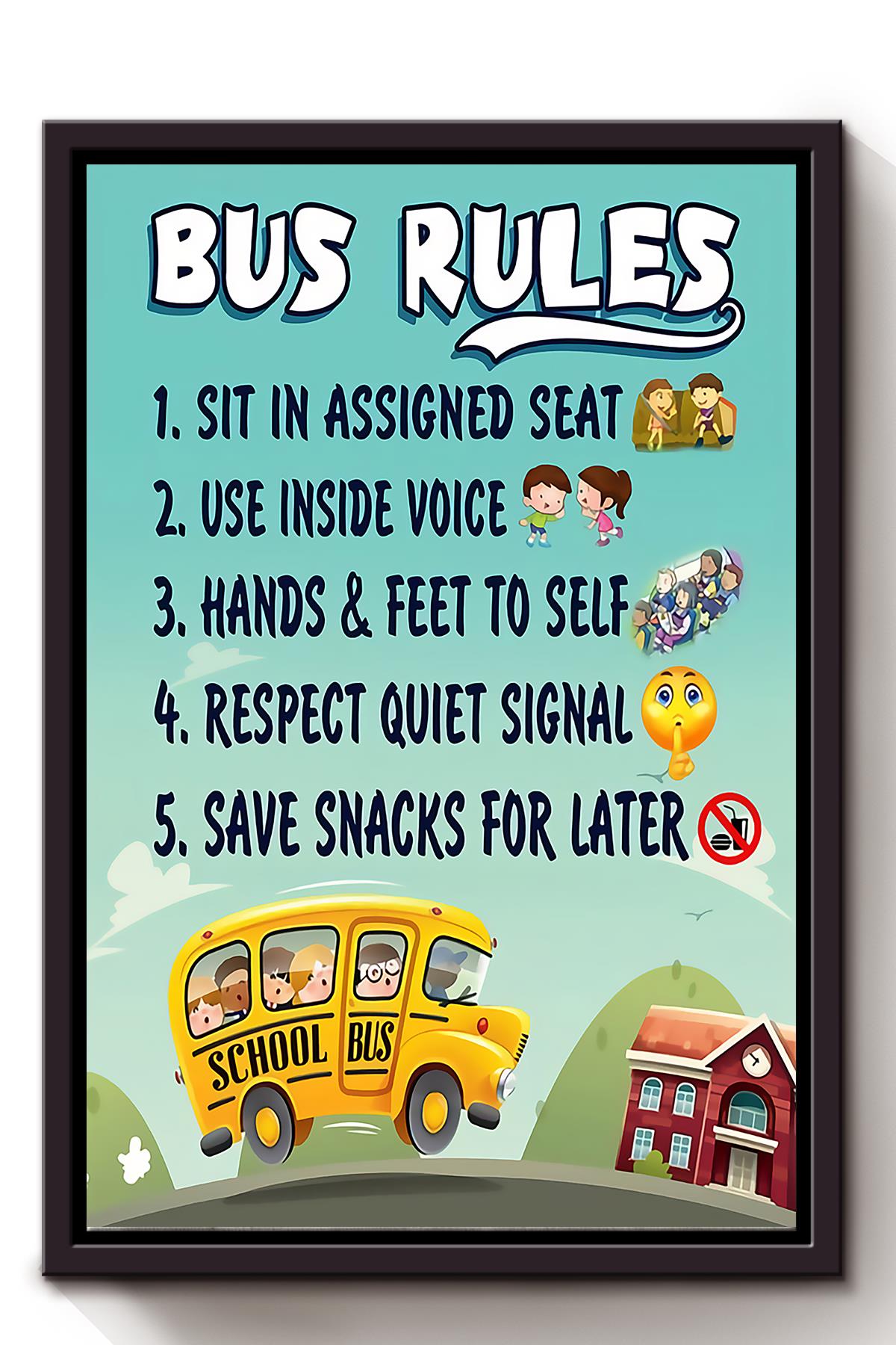 Bus Rules Bus Knowledge Wall Art For Bus Decor Framed Matte Canvas