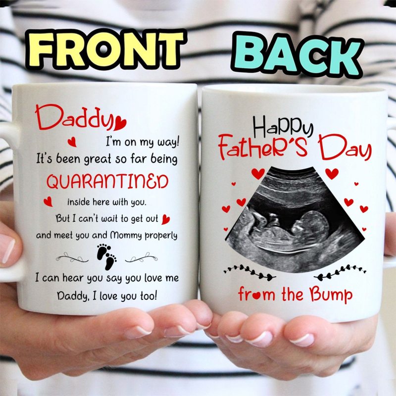 Personalized Ultrasound Gift For Expecting Dad On My Way Mug