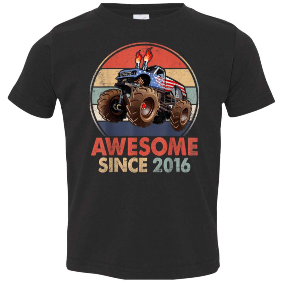 Awesome Since 2016 3rd Years Old Monster Truck TShirt 3321 Rabbit Skins Toddler Jersey T-Shirt