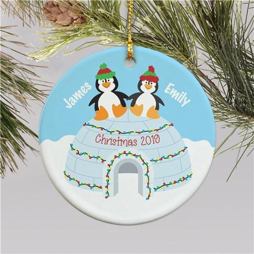 Personalized Penguin Couple Christmas Ornament