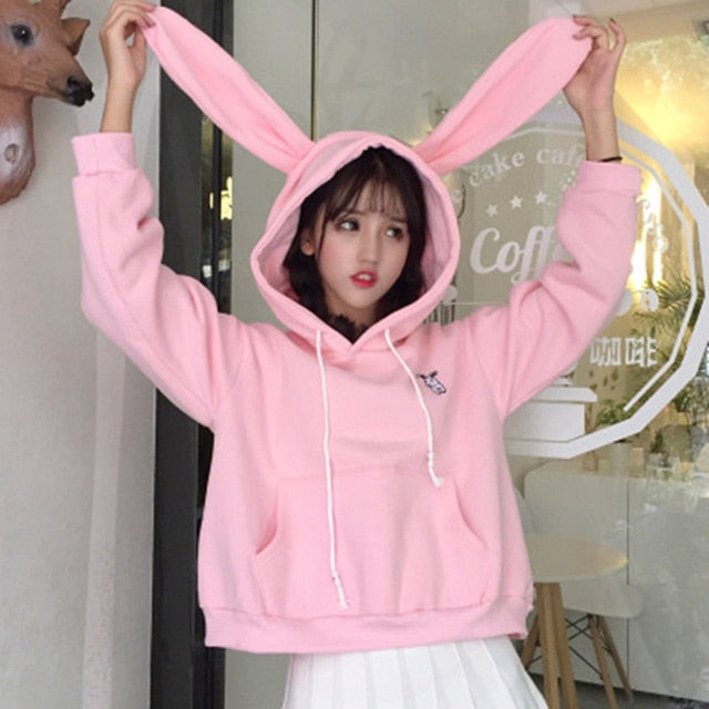 Women Bunny Hoody Long Sleeve Hoodie Harajuku