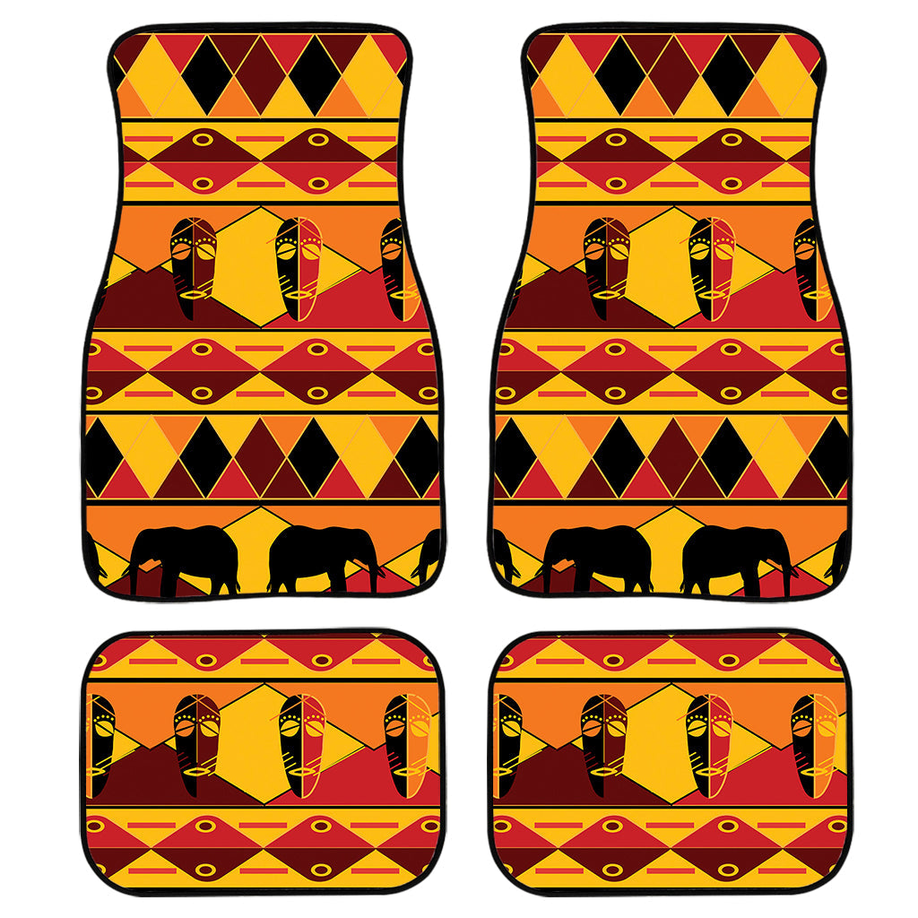 Sunset African Tribal Pattern Print Front And Back Car Floor Mats, Front Car Mat