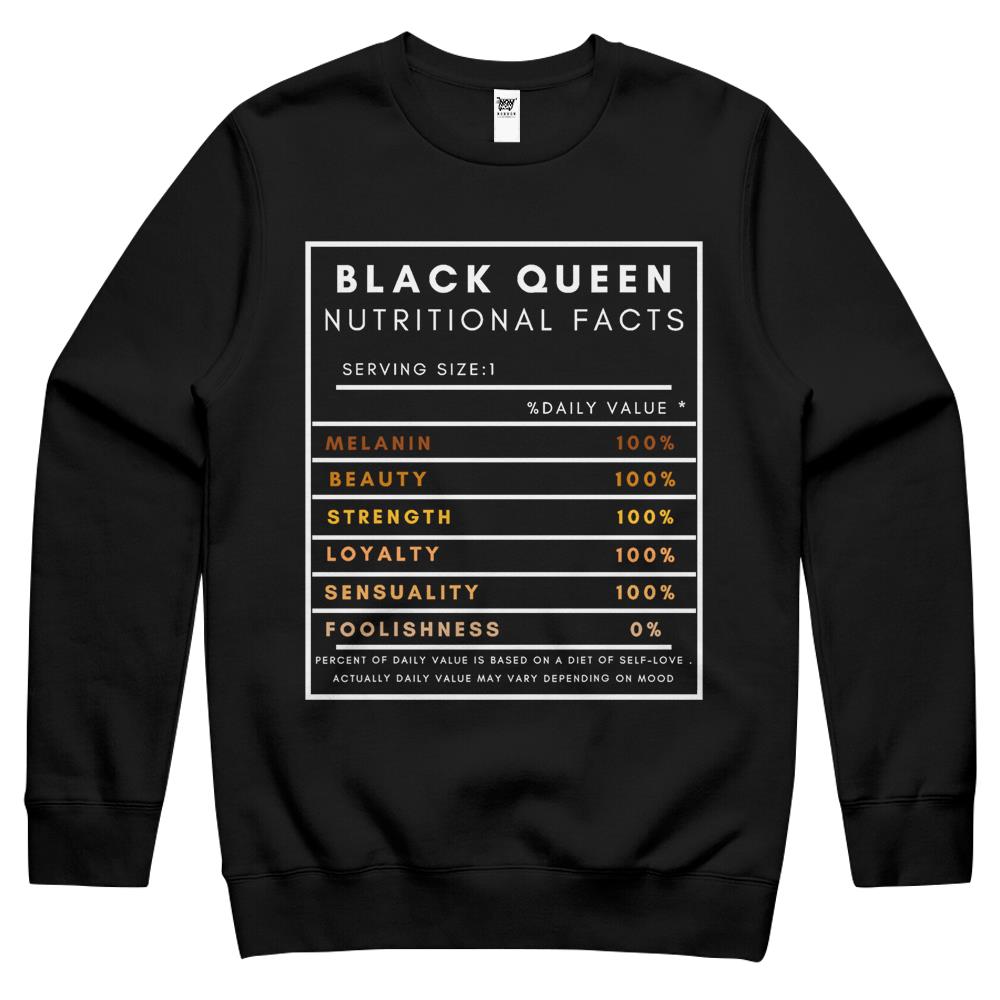 Nutritional Facts Shirt, Nutritional Facts Crewneck Sweatshirt, Black Queen Nutrition Facts, Black Queen Nutritional Facts Shirt For Women Gift Crewneck Sweatshirt