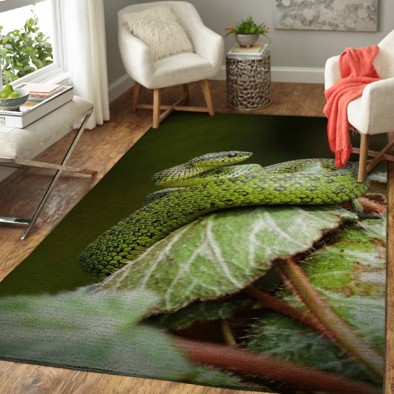 Snake on leaf – Animals Area Rug Carpet