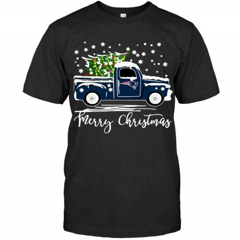 New England Patriots Merry Christmas Christmas Tree Truck T Shirt