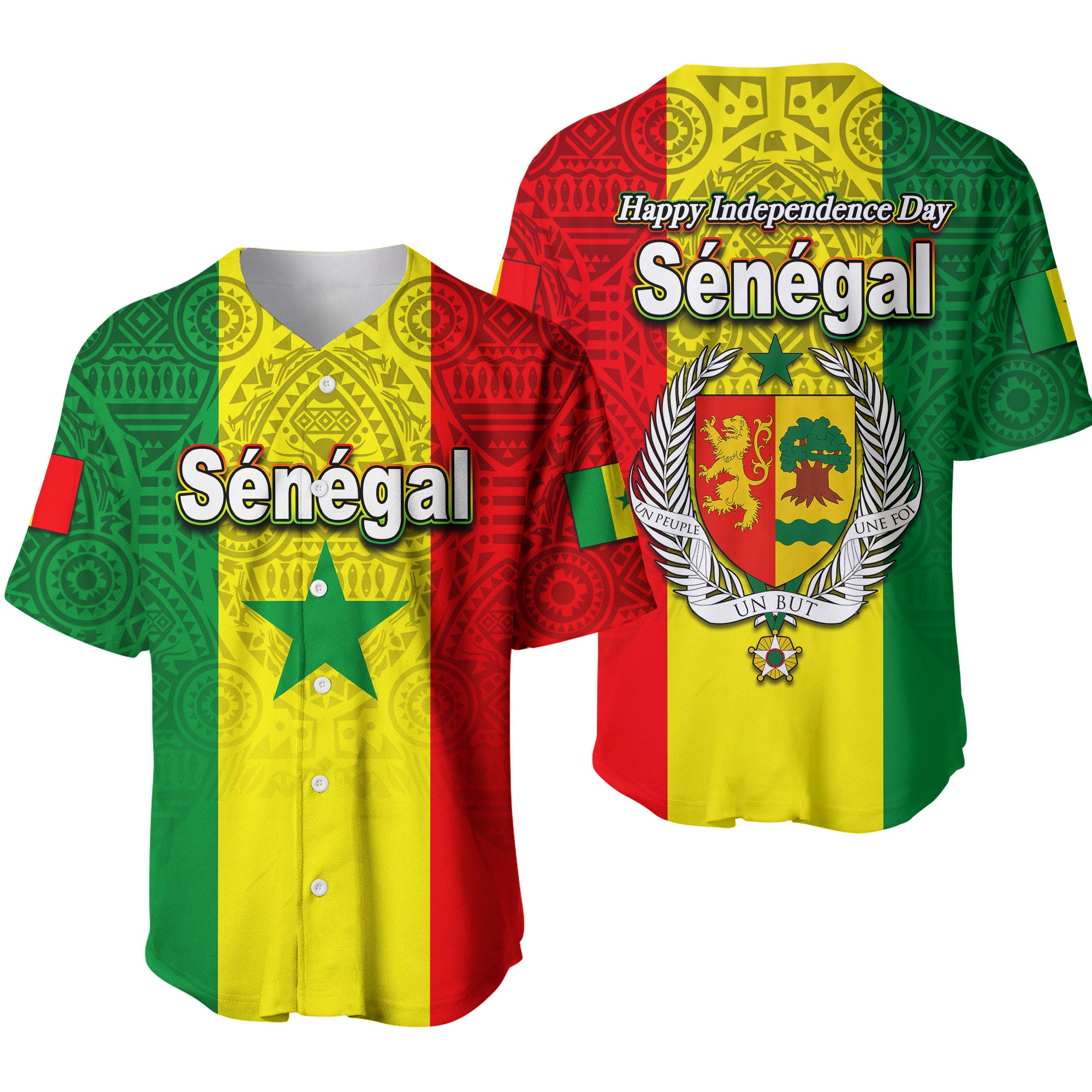 Senegal Independence Day Baseball Shirt African Pattens Lt6