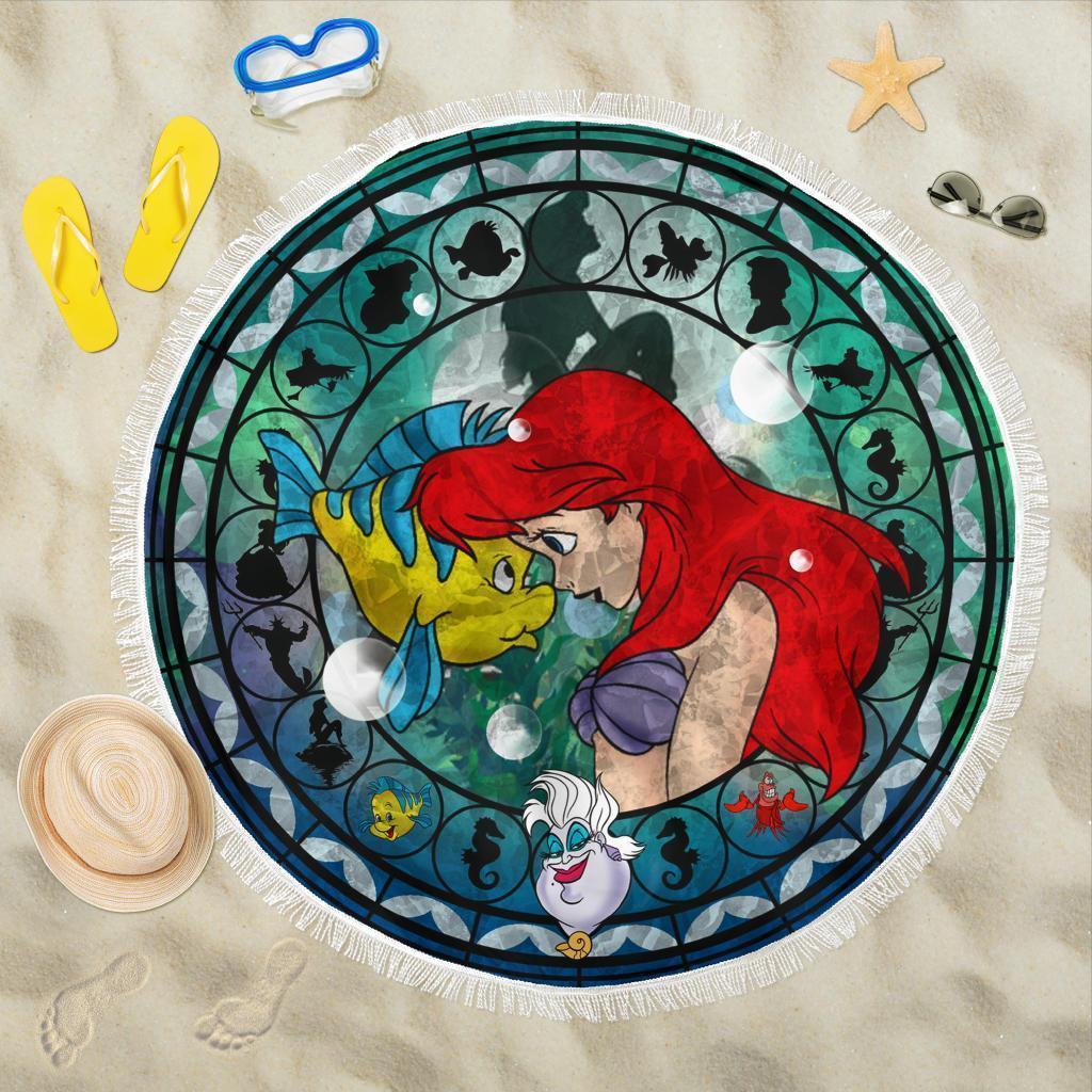 Little Mermaid Ariel Beach Blanket Stained Glass Style