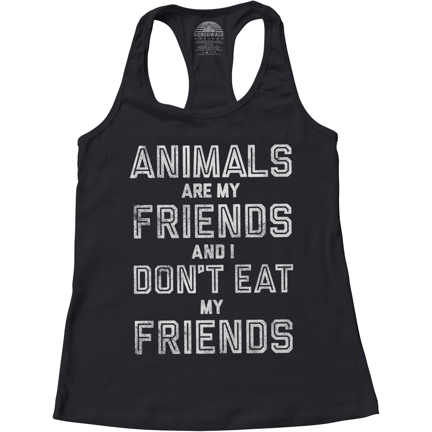 Women’S Animals Are My Friends And I Don’T Eat My Friends Vegetarian Quote Racerback Tank Top