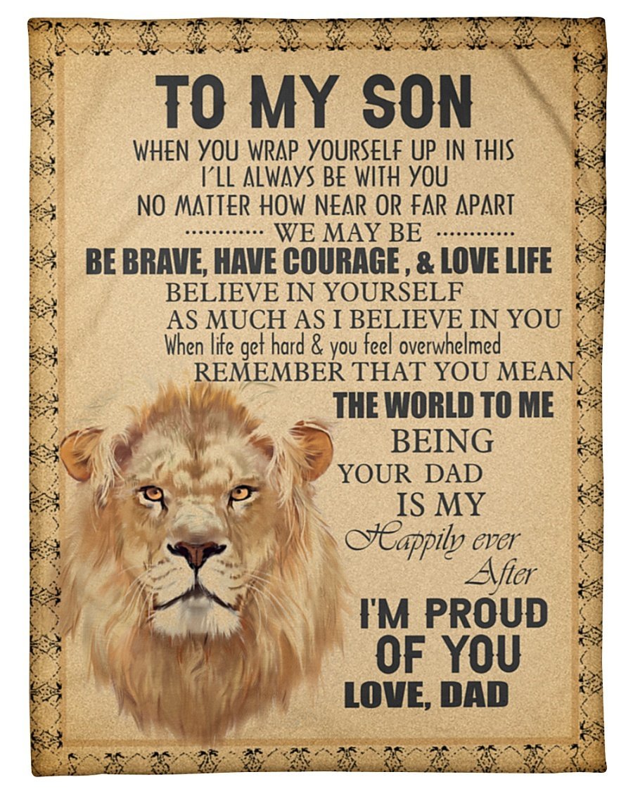 When U Wrap Yourself Up In This Lion Dad To Son Personalized Custom Name Text Fleece Blanket Print 3D, Unisex, Kid, Adult | Gift For Son