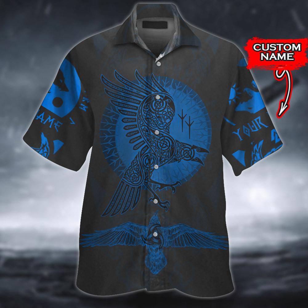 Viking Raven Nordic Mythology Multicolored Personalized All Over Print Hawaiian Shirt Ha72351