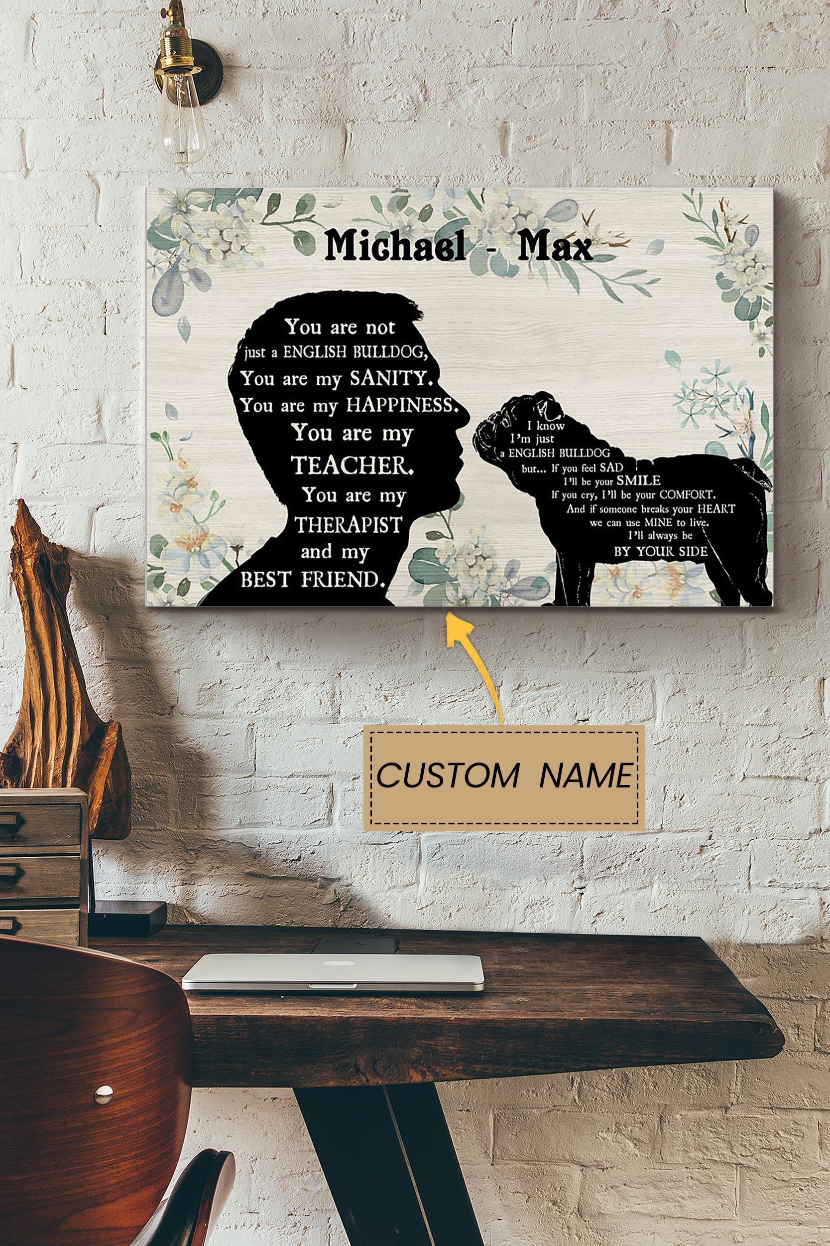 Bulldog Boy Therapist Best Friend Personalized Poster – Animal Wall Art – Gift For Dog Lover Dog Foster Puppy Fan Poster