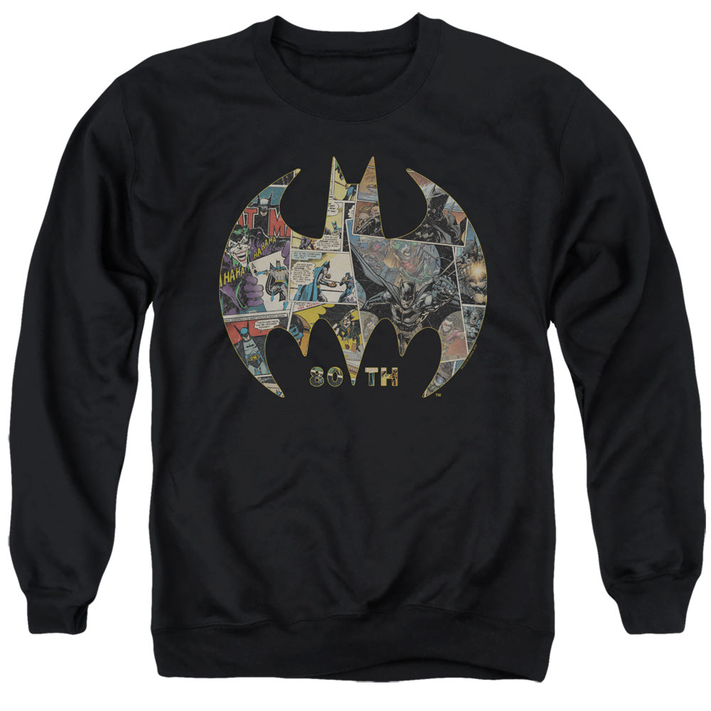 Batman 80Th Shield Mens Crewneck Sweatshirt Black