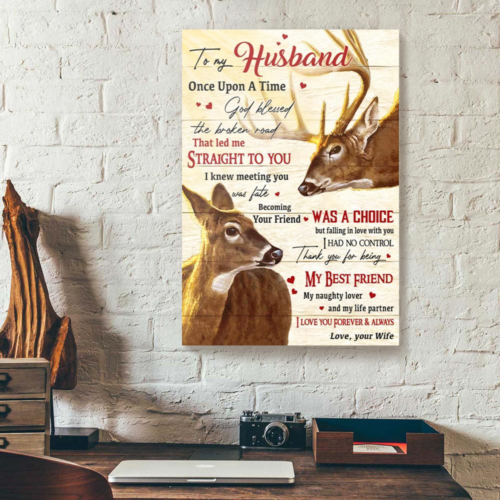 To My Husband Deer Portrait Poster & Canvas Gift For Husband From Wife Birthday Gift Home Decor Wall Art Visual Art